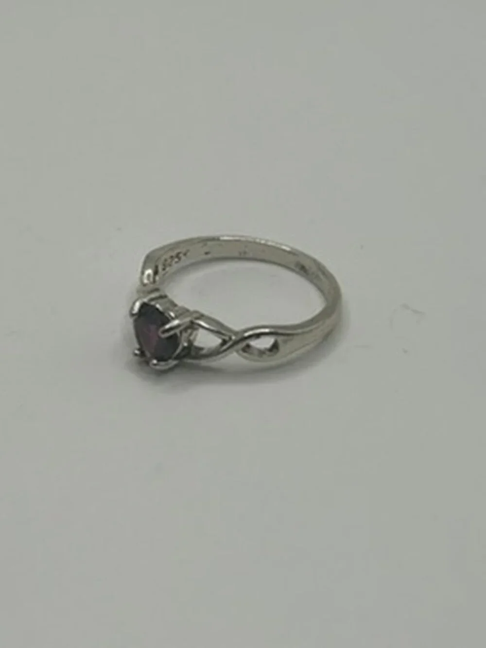 Vintage 925 Sterling Silver Amethyst Ring Womens Infinity Spiral Band Stamped